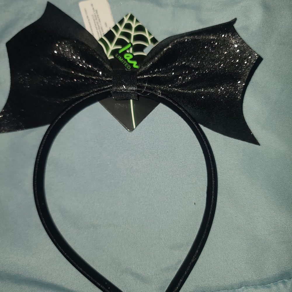 I.AM.GIA Black Glitter Bow Headband - Picture 2 of 2